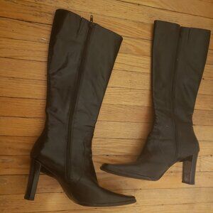 Knee high Black Leather Heel Boots by Browns size 38.5 B